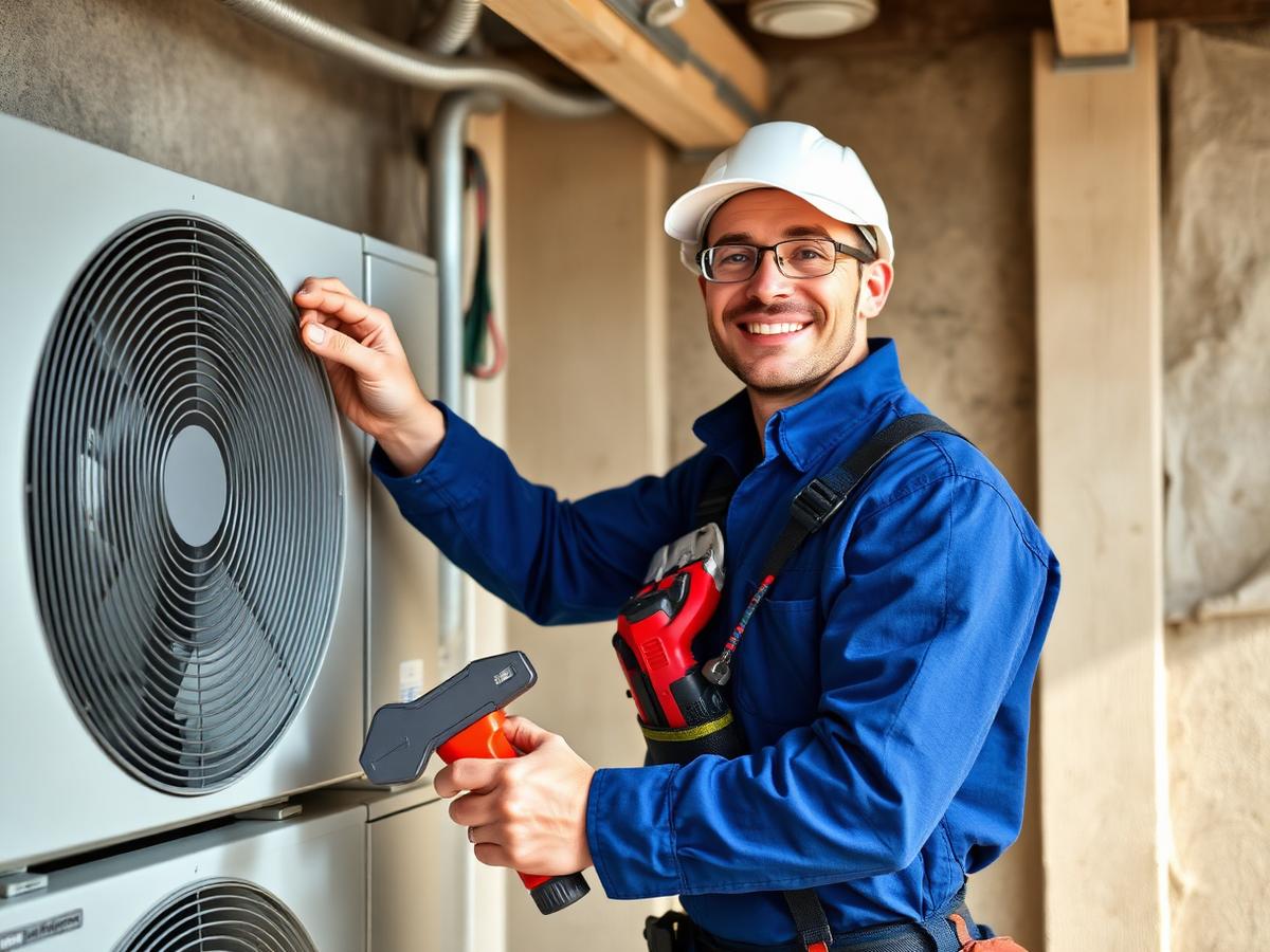Installateur professionnel certifié RGE posant une pompe à chaleur